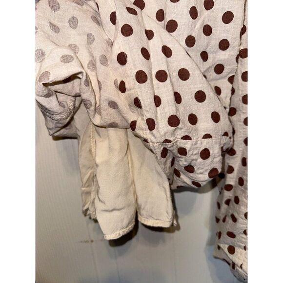 GILLI Cream Jumpsuit with Brown Polka Dots Size Large - Picture 11 of 12